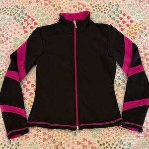 Chloe Noel Black Zip-Up with Pink Stripes